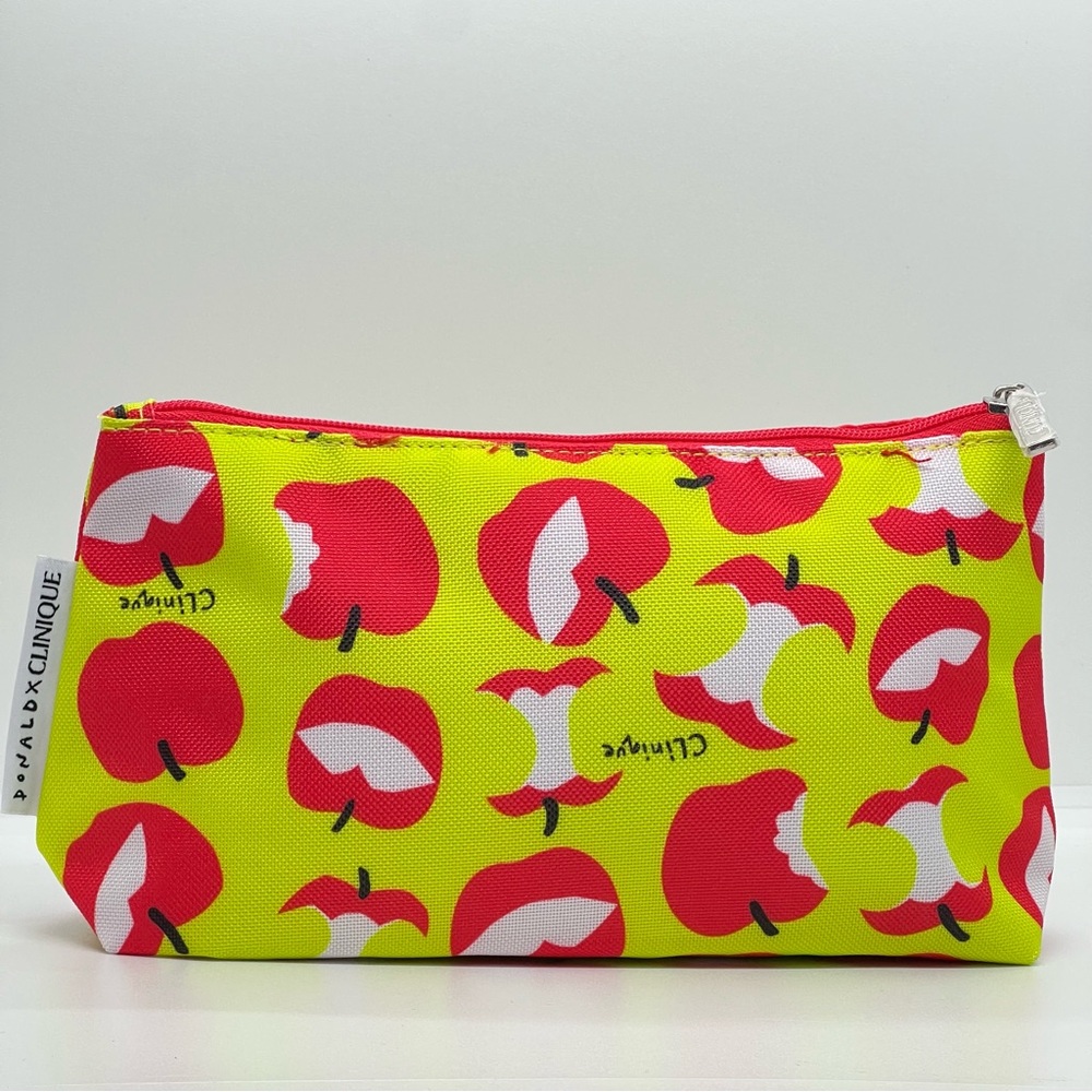 Clinique make up bag cosmetic case with apples, brand new